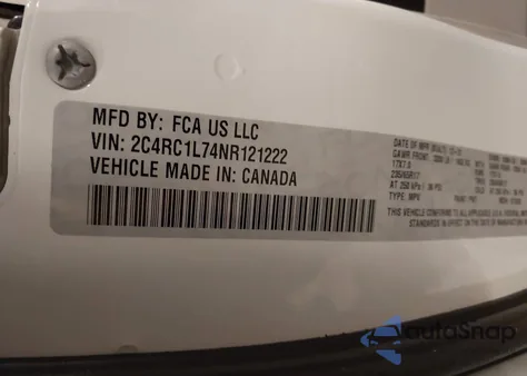 2022 Chrysler Pacifica Hybrid Touring L z USA, uszkodzony, nr VIN 2C4RC1L74NR121222